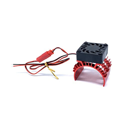 KingVal Replacement Aluminum Heatsink with Cooling Fan Rapid Cooling Compatible with 1/10 RC Car 540 3650 3660 3670 3674 Size Motor (Red) - color: Red