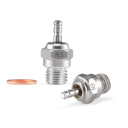 N3 Hot Spark Glow Plug for RC Nitro Engines Car Truck Buggy Pack of 5, Spark Plugs for Traxas T-maxx Kyosho HSP1 HPI Redcat, Powerful 70117 Nitro Engine Parts Replace OS 8 - style: N3