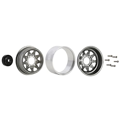 INJORA Stamped Steel 1.0 Beadlock Wheel Deep Dish for 1/18 1/24 RC (Grey) - color: Grey