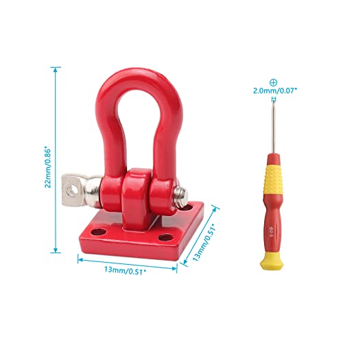 Metal Crawler Trailer Tow Hooks Buckle Winch Shackles RC Decoration Accessories for 1/10 Scale RC Rock Crawler Truck SCX10 TF2 D90 D110 CC01 HILUX Wraith Tundra TRX-4, Red