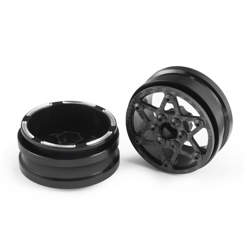 Beadlock Wheel Rims 4PCS 1.9" Upgraded Carbon Fiber Aluminum Wheel Hub Compatible with 1/10 RC Crawler Gen8 TRX-4 Axial VS4-10 Capra SCX10 RC Car Accessories (Patten A) - color: Patten a