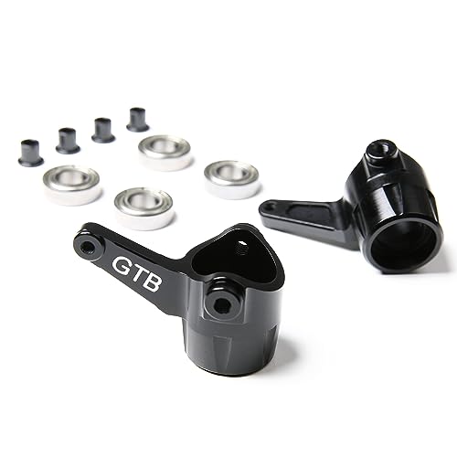GTBRacing CNC Aluminum 1/8 RC Car Kyosho Mad Crusher Mad Force FO-XX Steering Knuckles Upgrade Part (Black) - color: Black