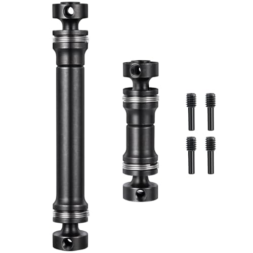 2PCS Steel 1144 Drive Shafts Center CVD Driveshaft Metal Front + Rear Drive Shaft RC Car Spline Drive Shafts for Tra-xxas 1/16 E Revo Summit RC Crawler Car (Black)