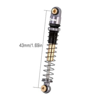INJORA 43mm Aluminum Threaded Shocks Absorber Damper for 1/24 SCX24(Grey) - color: Grey