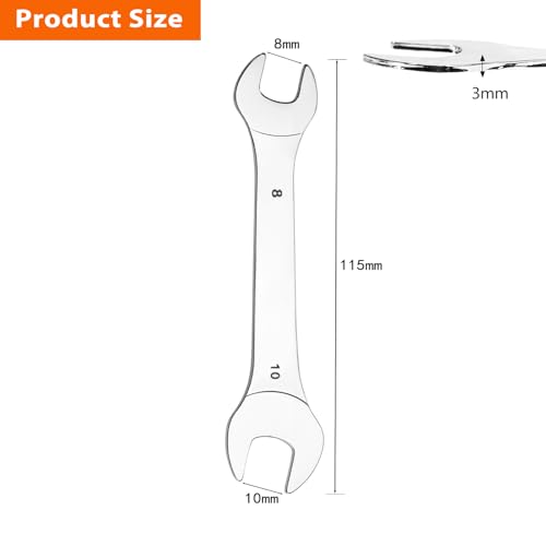 Super-Thin Open End Wrench, 3mm Ultra Thin Open End Wrenches 8 x 10mm Chrome Vanadium Steel Wrench for Tight Spots Repair - size: 8 x 10mm