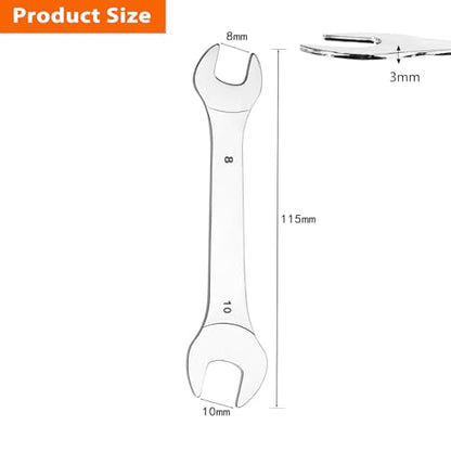 Super-Thin Open End Wrench, 3mm Ultra Thin Open End Wrenches 8 x 10mm Chrome Vanadium Steel Wrench for Tight Spots Repair - size: 8 x 10mm
