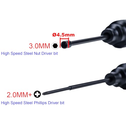 Carbon Fiber Handle Tool with High Speed Steel Screwdriver bit Set 2.0mm+ Phillips Screwdriver 3.0mm Hex Nut Driver for 1/30 Axial SCX30 Ford Bronco Jeep Wrangler JLU