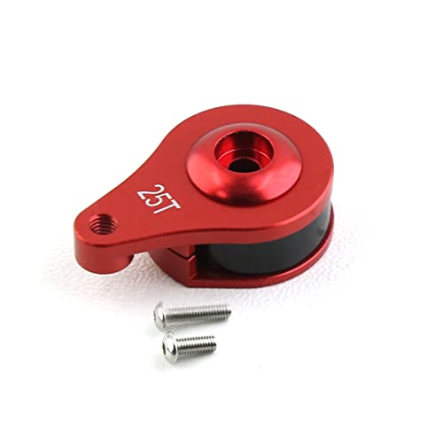 2 Sets Aluminum 25T Servo Saver 1 Hole Adjustable Hi-Torque Servo Horn for 1/10 SCX10 Capra TRX4 TRX6 RC Car Crawler Boat Parts (Red) - color: Red