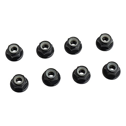 8PCS Flange M4 Lock Nuts Serrated Nylon Self-Tightening Aluminum M4 Wheel Hardware for Axial HPI TLR ECX Model RC Car Vehicles Upgraded Replacement Parts (Black) - color: Black