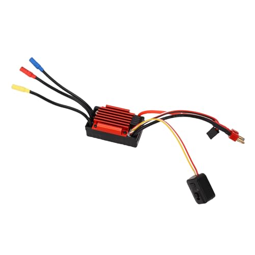 RC Brushless Sensor ESC Rain Proof Electronic Speed Controller with Adjustable Drag Brake and Acceleration Tuning for 1/10 RC Buggy Truck On Road Off Road