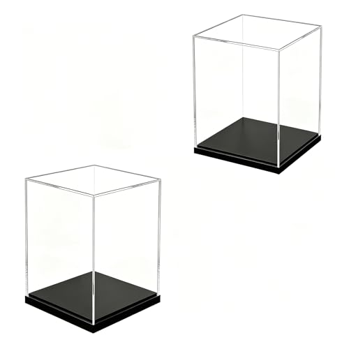 Acrylic Display Case, Clear Acrylic Display Box for Diecast Models, Dustproof Showcase with Black Base for Spaceships & Figures, No Assembly, 5.9 x 5.9 x 8.2 Inch - size: 5.9 x 5.9 x 8.2 Inch