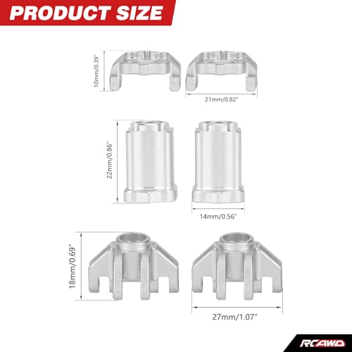 RCAWD 7075 Front C Hub Carrier & Steering Knuckle Arm & Rear Stub Axle Carrier for Losi LMT 1/18 Upgrades Parts #LOS214041#LOS214043 - color: The Set