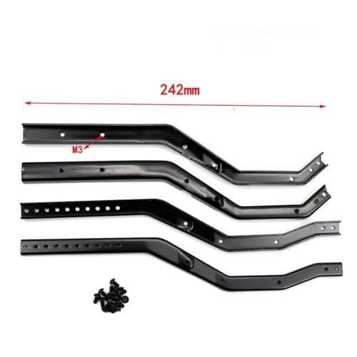 RC Models Components for Axial for Scx10 III for Gladiator for Wrangler 1/10 Wheelbase Adjustable Metal Chassis Frame Rail Set RC Crawler Parts(Red)