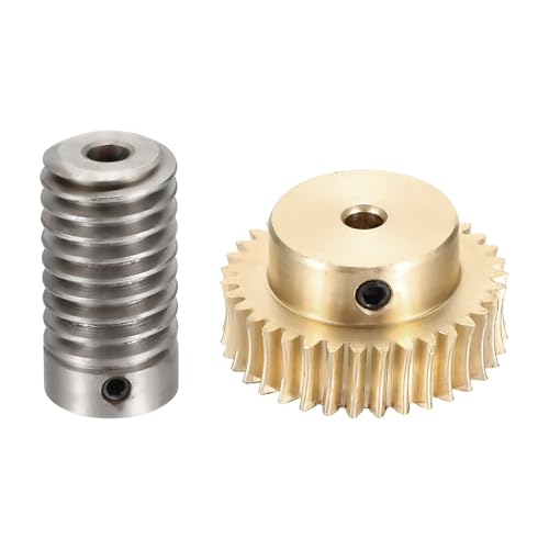 uxcell Worm Gear Set 35T 0.8 Module 1:35 Reduction Rate, Right Rotation Drive Gear Box Wheel Reduce Transmission Part (Brass Gear-4mm Bore, 1045 Steel Rod 5mm Bore) - size: Gear-4mm, Rod-5mm Bore, style: 0.8M-35T