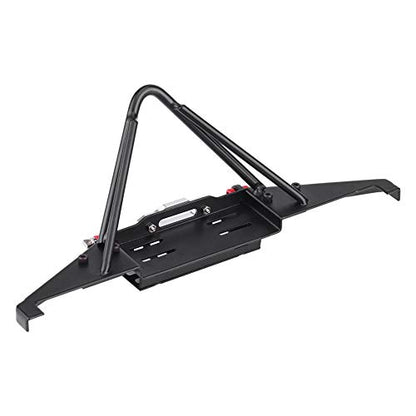 RC Crawler Front Bumper, Steel Construction with Integrated LED Lights, RC Car Upgrade Part, for Off-Road Adventures Rock Crawling Enthusiasts