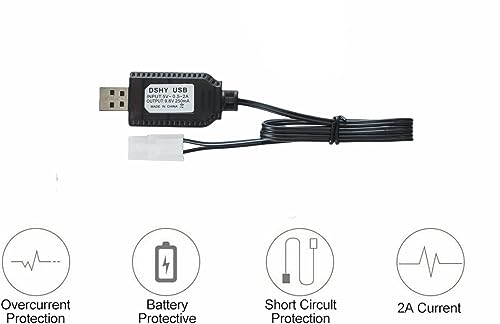 Universal RC Charger Cable with Tamiya Plug/KET 2P Connector Plug for 7.2V Ni-MH/Ni-CD (6S) Battery Pack, Compatible RC Car/Boat/Plane/Drone/Tank/Helicopters/Other Remote Control Toys