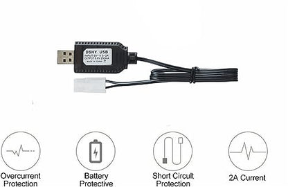 Universal RC Charger Cable with Tamiya Plug/KET 2P Connector Plug for 7.2V Ni-MH/Ni-CD (6S) Battery Pack, Compatible RC Car/Boat/Plane/Drone/Tank/Helicopters/Other Remote Control Toys