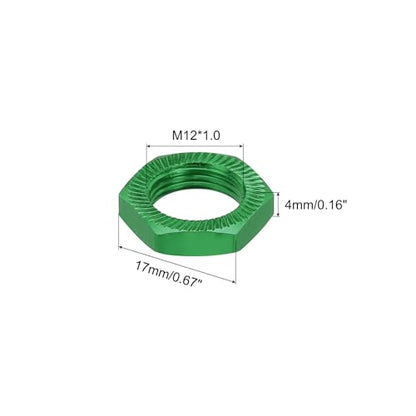 MECCANIXITY Aluminum 17mm RC Wheel Nut Thread M12x1.0mm Hex Wheel Nuts RC Wheel Nut for 1/8 RC Model Car Trucks Off Road Car Upgraded Parts Pack of 16(Green) - color: Green