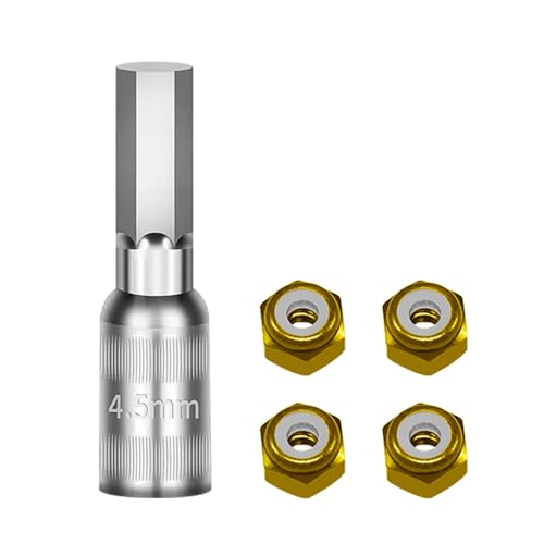 Set of 4 Aluminum Wheel Nut Including Installation Set Suitable for 1/30 Scale SCX30 Remote Control Vehicle Remote Control Car Wheel Nut - color: Gold
