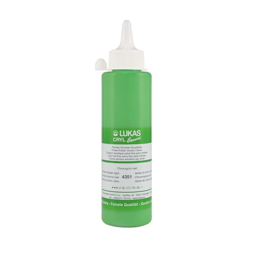 Lukas Cryl Liquid Soft Body Acrylic Paints for Painting - Professional Low Viscosity - 250 ml Bottle Chrome Green Light - color: Chrome Green Light