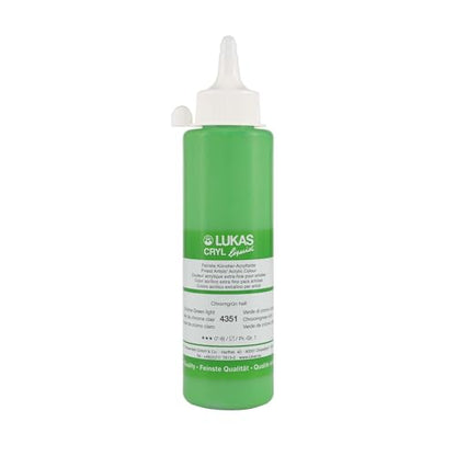 Lukas Cryl Liquid Soft Body Acrylic Paints for Painting - Professional Low Viscosity - 250 ml Bottle Chrome Green Light - color: Chrome Green Light