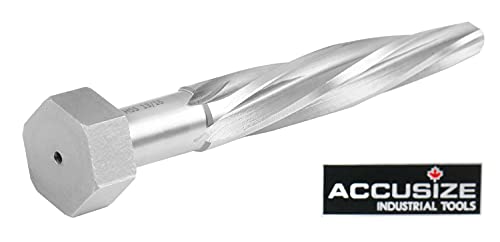 Accusize Industrial Tools H.S.S. Aligning Reamer - 13/16'' Diameter, 5'' Flute Length, 7'' OAL, Hex Shank, Spiral Flute, 0523-6035 | HSS Aligning Reamer, 13/16" Dia, 5" Flute, 7" OAL, Hex Shank, Spiral Flute - size: 13/16 inch