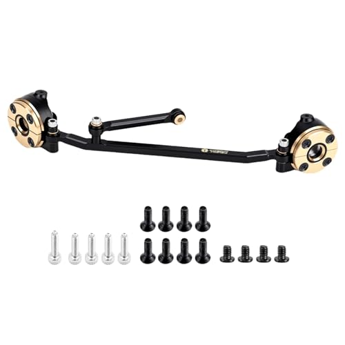 Brass Front Steering Knuckles w/Adjustable Steering Block Weights&Steering Link 19g/Set for Redcat Ascent-32 1/32 RC Crawler Car Upgrades,Black Coating
