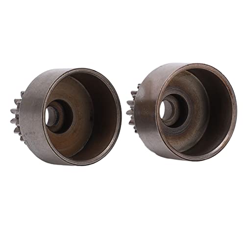 2Pcs Steel Clutch Bell Double Gears, RC Clutch Bell Gear, High Performance Upgrade Parts for HSP 94122 94166 1/10 RC Car, Durable Steel Material with 16T Upper and 21T Lower Teeth