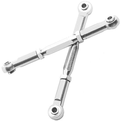 2PCS RC Front Rear Metal Steering Servo Link 70-90mm Adjustable Turnbuckles Camber Linkage Rod Ends Compatible with Traxxas Slash 4x4 5807 Stampede HQ727 1/10 RC Car Upgraded Parts,Sliver