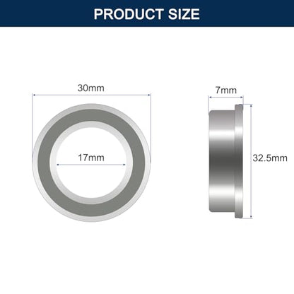 F6903ZZ Flanged Ball Bearing, ID 17mm x OD 30mm x Width 7mm Double Metal Shielded Deep Groove Bearings, Pre-Lubricated (GCr15) Chrome Steel 10pcs - size: F6903ZZ 17mmx30mmx7mm