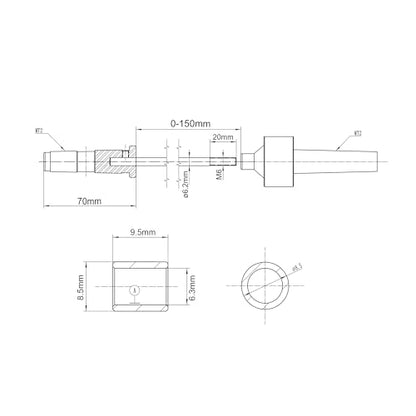 PM-002/MT2 Pen Mandrel Kit with 5pc Bush, 7mm Drill Bit and Mandrel Saver, MT2 for woodturning. - color: Mt2 Pen Mandrel Kit