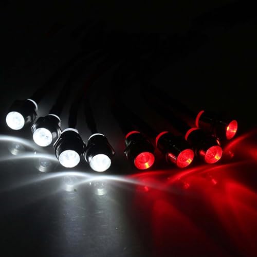 2 Pack RC Car 8 LED Light Kit, Headlight Taillight for 1/10 1/8 RC Models Scx10 D90 TRX4 RC Car Truck Lighting (Red & White) - color: 8 LED Red White