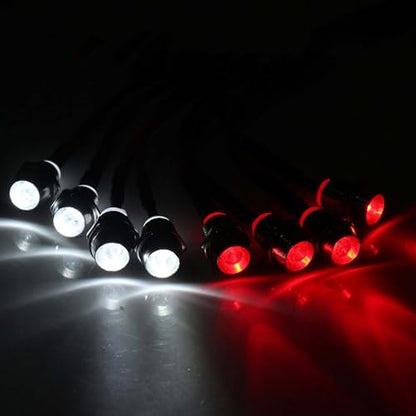 2 Pack RC Car 8 LED Light Kit, Headlight Taillight for 1/10 1/8 RC Models Scx10 D90 TRX4 RC Car Truck Lighting (Red & White) - color: 8 LED Red White