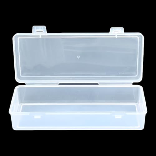Goodma 8 Pieces Rectangular Empty Mini Clear Plastic Organizer Box | 6.5 x 2.56 x 1.38 Inch, Hinged Lids, For Small Items, Craft Projects - size: 165 x 65 x 35 mm