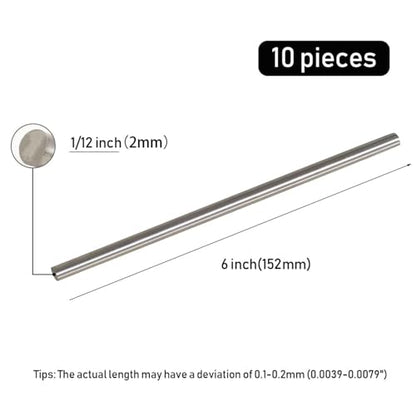 10Pcs 2mm × 6" Length 304 Stainless Steel Rods, Metal Shaft Rod for DIY Craft, Industry, Metal Working Hobbies(10pcs, 2mm × 6") - size: 0.079" Dia, style: 6" × 10pcs