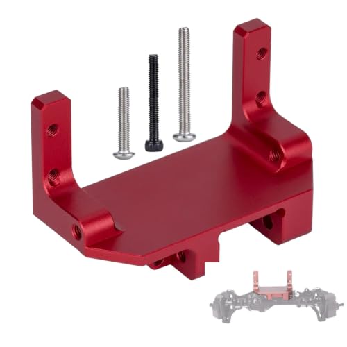 SCX10 III Servo on Axle Mount, AR45P Portal Axle 4-Link Suspension Servo Mount for 1/10 RC Crawler (Black/Silver) (Red) - color: Red