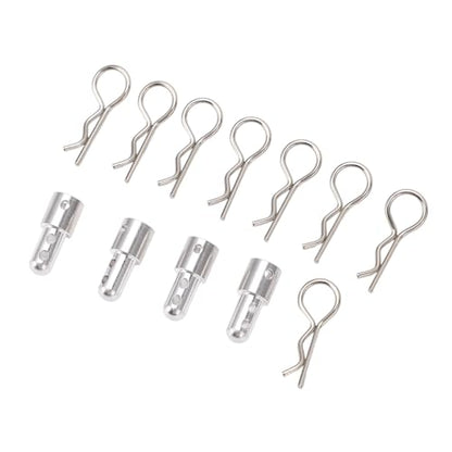 RC Body Post Mount, Adjustable Height Aluminum Alloy RC Car Shell Column, Silver Locator Holes for MJX 1/14 14301 14302 Trucks