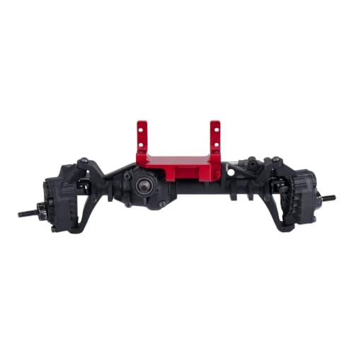 SCX10 III Servo on Axle Mount, AR45P Portal Axle 4-Link Suspension Servo Mount for 1/10 RC Crawler (Black/Silver) (Red) - color: Red