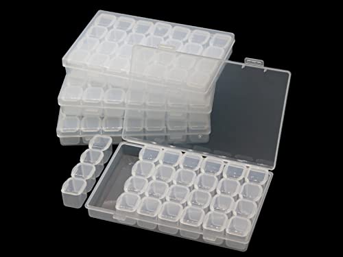 112 Slots 4 Pack 28 Grids Plastic Organizer Box Clear Beads Storage Container Jewelry Case for Art DIY Crafts, Nail Diamonds,Jewelry, Painting (112 Slots 4 Pack 28 Grids) - size: 112 Slots 4 Pack 28 Grids