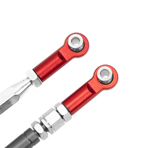 Metal Adjustable Turnbuckles Camber Links Pull Rod Steering Servo Linkages Tie Rod Compatible with MN Model MN D90 99S MN90 1/12 RC Crawler Car (Red) - color: Red