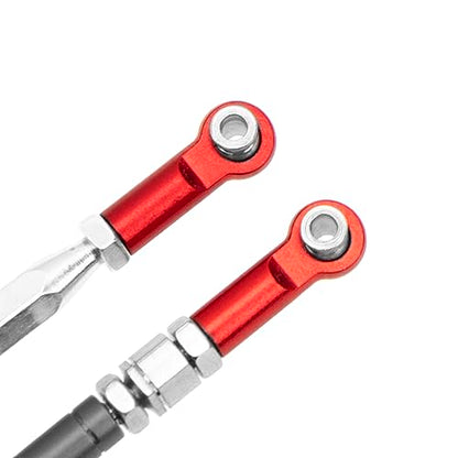 Metal Adjustable Turnbuckles Camber Links Pull Rod Steering Servo Linkages Tie Rod Compatible with MN Model MN D90 99S MN90 1/12 RC Crawler Car (Red) - color: Red