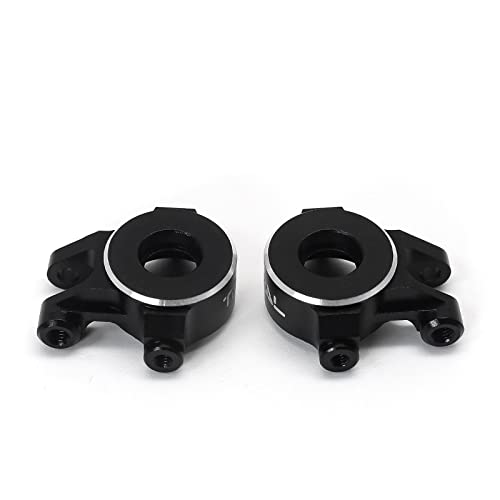 Treal Aluminum 7075 Front Steering Knuckles Set (2P) L&R CNC Machined Upgrades Compatible with 1/18 TRX4M (Black) - color: Black