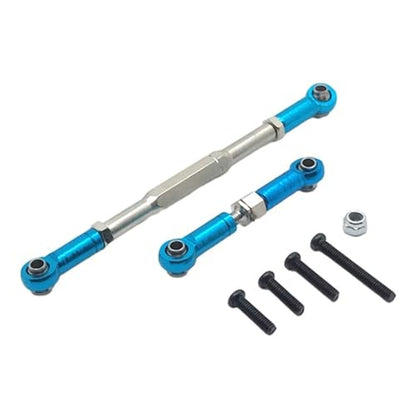 Front Rear Drive Shaft for WPL C14 B1 B14 B16 B24 B26 Steering Tie Rod Set for 1/16 rc Car Crawler Part 2pcs Metal Linkage Servo Link(Blue) - color: Blue