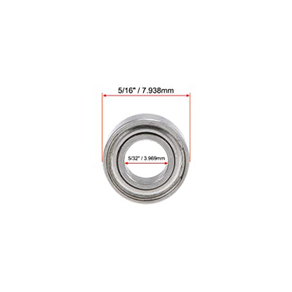 uxcell R155ZZ Deep Groove Ball Bearing 5/32-inchx5/16-inchx1/8-inch Shielded Z2 Lever Bearings 10pcs - size: 5/32"x5/16"x1/8"