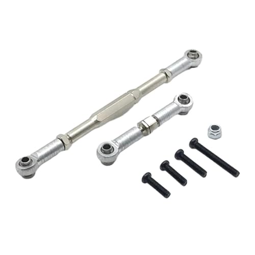 Front Rear Drive Shaft for WPL C14 B1 B14 B16 B24 B26 Steering Tie Rod Set for 1/16 rc Car Crawler Part 2pcs Metal Linkage Servo Link(Silver) - color: Silver