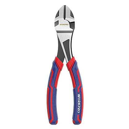 WORKPRO 7-Inch Diagonal Pliers in CRV Steel for Cutting Wires, Bi-material Handle Comfort Grip - style: 7-inch