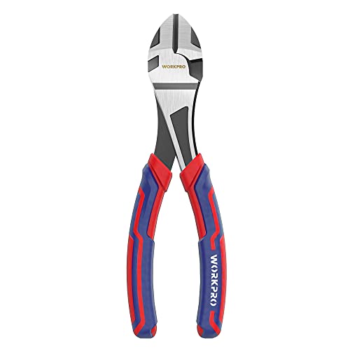 WORKPRO 7-Inch Diagonal Pliers in CRV Steel for Cutting Wires, Bi-material Handle Comfort Grip - style: 7-inch