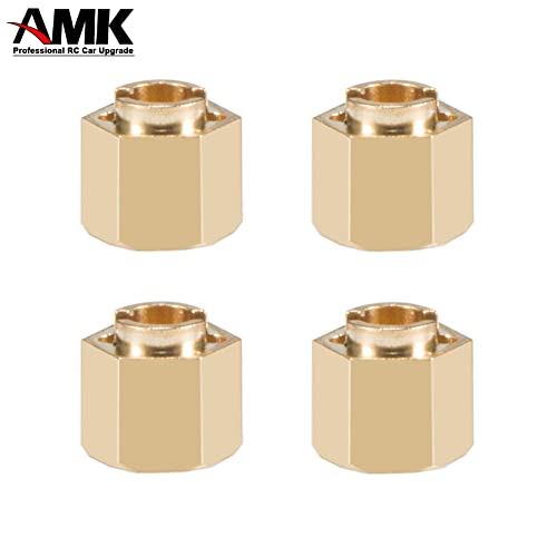 4Pcs 6mm(+2mm) TRX4M Brass Weight 1.0 Beadlock Wheels Hex Hubs Heavy Duty Extended Adaptor for 1/18 RC Crawler Car TRX4-M Upgrades