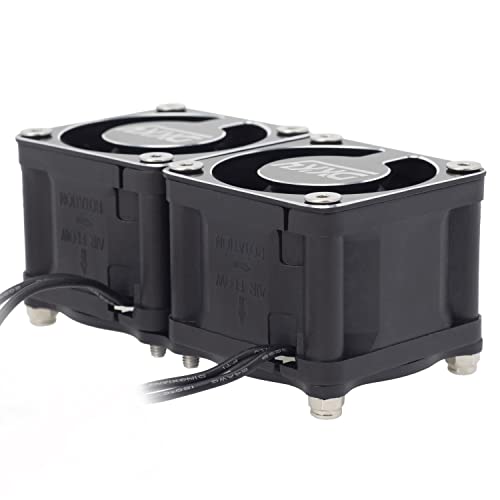 DKKY RC Motor Cooling Fan Heatsink 2Pcs DIY Kit for TRX4 ARRMA Axial 1/10 1/8 1/5 RC Model Car Upgrade Parts (Black) - style: Black