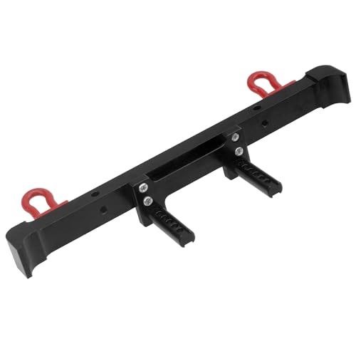 Aluminum Front Rear Bumper & Trailer Hook Compatibke with MN Model MN128 MN-128 1/12 RC Car (Black) - color: Black
